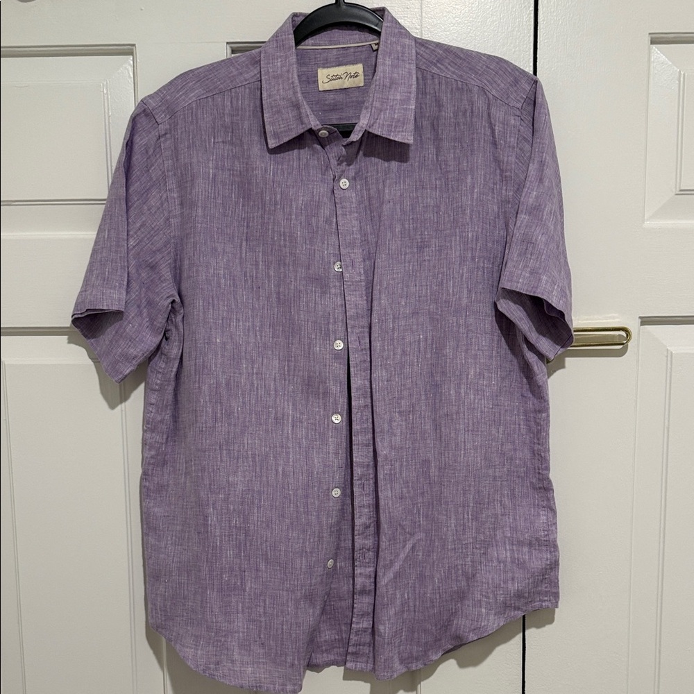 Stitch Note Lavender Casual Button Down Shirt